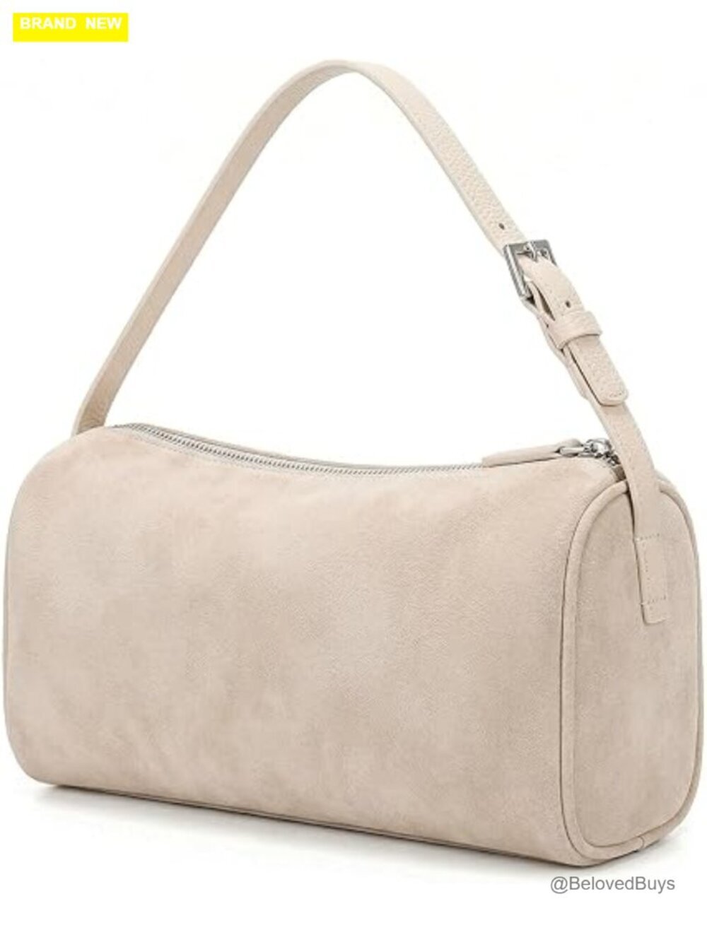 Women's Faux Suede Crossbody Barrel Bag with Adjustable Strap Zippered Hobo
